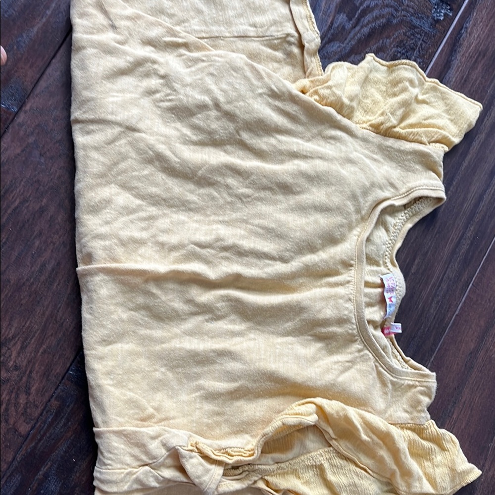 Yellow Ruffle Sleeve Top